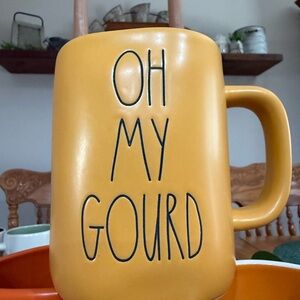 Rae Dunn Mustard Yellow 'Oh My Gourd' Mug